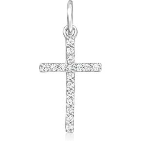 RS Pure by Ross-Simons 0.10 ct. t.w. Diamond Cross Charm in Sterling Silver