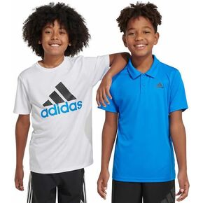 Adidas Boys' Active Shirts, 2 Pack, Polo and T-Shirt (US, Alpha, Large, Regular, Blue/White)
