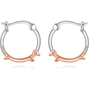 CRMAD Dachshund Earrings for Women Sterling Silver Dachshund Hoop Jewelry Gifts for Women