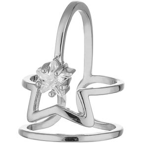 Xerling Love Heart Crystal Rings for Women Zircon Statement Rings for Teen Girls Bling Heart Fingertip Rings Dainty Rhinestone Rings (Silver Heart)