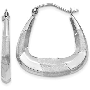Roy Rose Jewelry 14K White Gold Polished, Satin and Diamond-cut Hoop Earrings ~ 5mm width