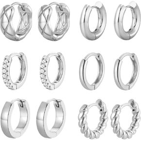 Ritach Small Dainty Gold Huggie Hoop and Stud Earrings for Women,14K Gold Plated 925 Sterling Silver Post Tiny Cubiz Zirconia Cartilage Piercing Earrings Set
