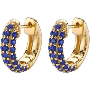 Dainty Chunky CZ Colorful Small Hoop Earrings for Women Cartilage Cute 925 Sterling Silver Post Gold Plated Cubic Zirconia Birthday Huggie Hoops Hypoallergenic Fashion Jewelry Gift Her