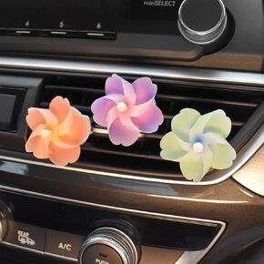 U&M Roses Flower Vent Clip Air Conditioning Outlet Clip Mini Windmill Car Air Freshener Clip Charm Floral Car Inter Decor Accessories for Women (Purple, 3 Pcs)