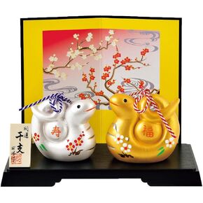 S136 Medium Size Cute Gold and Silver Snakes 2025 Japanese Zodiac Pottery Room Ornament. for Happy New Year! Snake Figurine Ornament Decor