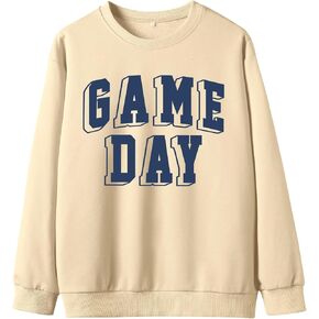 Women Game Day Sweatshirt Football Mom Pullover Crewneck Long Sleeve Casual Tops