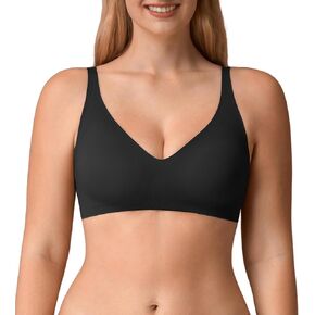 V-Neck Bras for Women, Seamless Wireless Bralettes, Padded Smooth Soft Support Workout Everyday Bras with Extender
