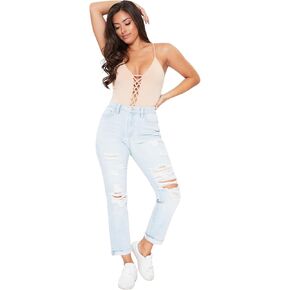 YMI Women's Junior Hybrid Dream High-Rise Mom Fit Ankle Jean
