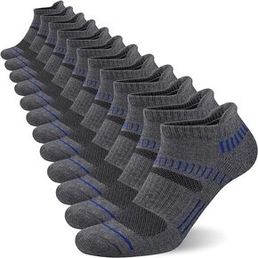 Men's Ankle Socks, 6 Pairs, Athletic Cushioned, Low Cut with Arch Support, Breathable, Moisture-Wicking, Lightweight, Ideal for Running, Hiking, Sports, Comfortable Fit
