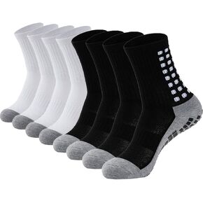 4 Pair Soccer Socks for Men with Grips Cushion, Athletic Non Slip Quarter Socks Padded, Non Skid, Size 6-11