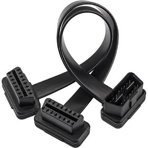 CERRXIAN 1.64ft/50cm OBD2 OBD II 16 Pin Splitter Extension Flat Cable Male to Dual Female Cord Adapter OBDII Splitter Y Cable for GPS Tracker & Diagnostic Tool & Code Reader