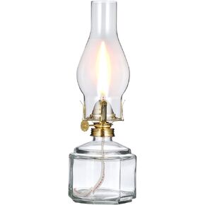 2 Pack Rustic Oil Lamp Large Vintage Glass Kerosene Lamp Chamber Oil Lamps for Indoor Use Home Decor Classic Old Hurricane Oil Lamp for Emergency Lighting 12.5''