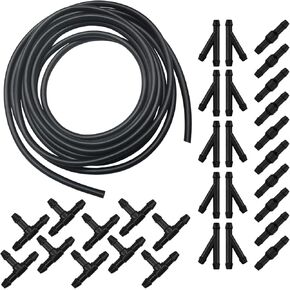 Pack-30 Car Windshield Washer Hose Kit, 13 Ft Flexible Leak-proof Rubber Hose, with T-type Y-type I-type Hose Connector, Universal Connection Water Pump and Nozzle Accessories for Cars (Black)
