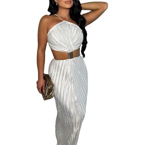Women's Spaghetti Strap High Slit Wedding Guest Formal Maxi Dress Cocktail Evening Party Dress