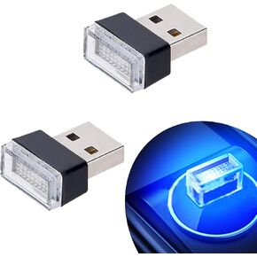 Febrytold 2 قطعة أحمر عالمي صغير USB LED أضواء السيارة الداخلية المحيطة بالجو للسيارة الداخلية الجذع الغلاف الجوي المحيط