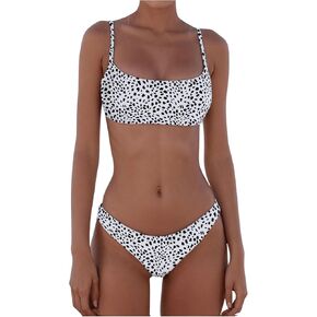 MakeMeChic Women's Bikini Sets Leopard Print Spaghetti Strap Backless Beach Swimsuit in Kuwait