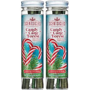 Scentsicles Candy Cane Forest Scented Christmas Ornaments with Hooks - 2 Bottles (12 Sticks Total)