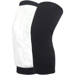 1 Pair Men Women Warm Fleece Lined Knee Pads Sleeve Winter Warm Thicken Knee Brace Knee Warmers Thermal Leg Warmers Support Protector for Sports and Arthritis Pain Relief-Black(L)
