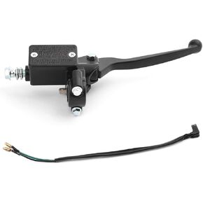 Minho Motorcycle Disc Brake Master Cylinder Left Side in Aluminium Alloy Material Come with Brake Swith Line Compatible with Chinese GY6 4-Stroke Scooter Moped Taotao 50ATM, Black Color