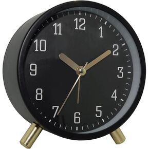 Analog Table Clock Battery Operated, 4.3in Desk Alarm Clock Non-Ticking with Night Light Super Silent for Bedroom Living Room Indoor décor
