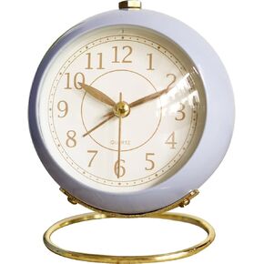 Vintage Alarm Clock, Non Ticking, Silent Bedside Clock with Loud Alarm for Heavy Sleepers, Cute Decor and Gifts, Battery Opreated Quartz Clock, Beige
