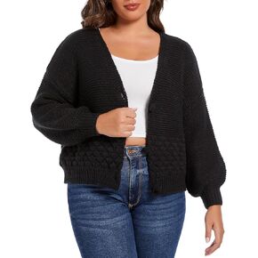 Women's 2024 Fall Winter Chunky Knit Cardigan Sweaters Long Sleeve V-Neck Open Front Casual Outerwear for Women