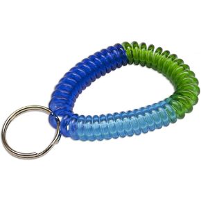 Lucky Line 2" Spiral Wrist Coil with Steel Key Ring, Multi-Color Flexible Wrist Band Key Chain Bracelet, Stretches to 12", Colors Vary, 1 Pack