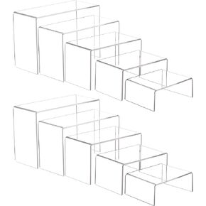 ihomecooker 6 Pc Clear Acrylic Display Risers Showcase for Shoe Risers Retail Stand Cupcake Stand Dessert Stand