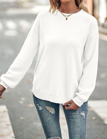 MEROKEETY Women's 2024 Fall Long Balloon Sleeve Crew Neck Sweater Tops Waffle Knit Soft Pullover Jumper in Kuwait