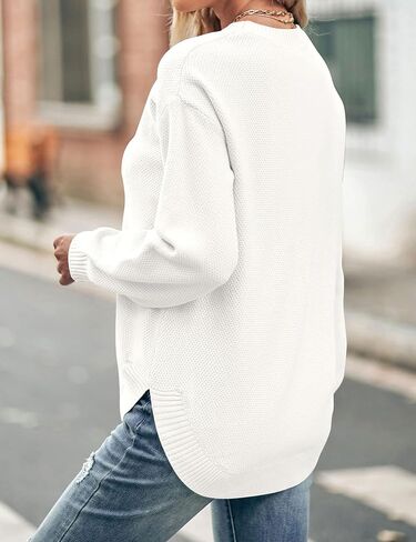 MEROKEETY Women's 2024 Fall Long Balloon Sleeve Crew Neck Sweater Tops Waffle Knit Soft Pullover Jumper in Kuwait