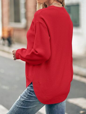 MEROKEETY Women's 2024 Fall Long Balloon Sleeve Crew Neck Sweater Tops Waffle Knit Soft Pullover Jumper in Kuwait