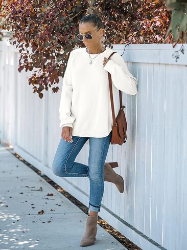 MEROKEETY Women's 2024 Fall Long Balloon Sleeve Crew Neck Sweater Tops Waffle Knit Soft Pullover Jumper in Kuwait