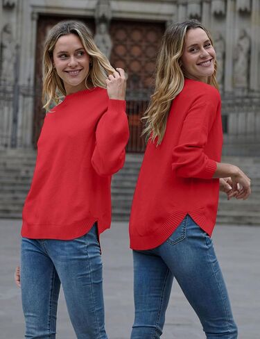 MEROKEETY Women's 2024 Fall Long Balloon Sleeve Crew Neck Sweater Tops Waffle Knit Soft Pullover Jumper in Kuwait