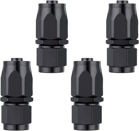 YSIL 4AN Hose End Fitting Female Fit for Braided Fuel Line Swivel Straight Aluminum Black 4PCS in Saudi Arabia