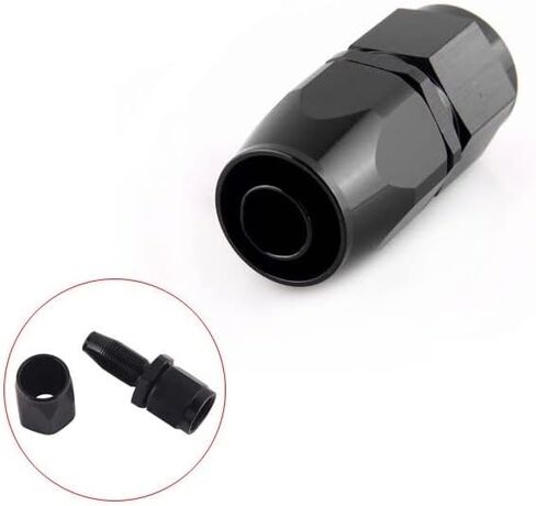 YSIL 4AN Hose End Fitting Female Fit for Braided Fuel Line Swivel Straight Aluminum Black 4PCS in Saudi Arabia