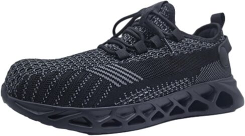Steel Toe Shoes for Men Lightweight Comfortable Walking Sneakers Quick Drying Flyknit Fabric with Velvet for Autumn in Saudi Arabia