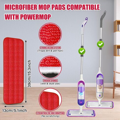 Microfiber Spray Mop for Floors Cleaning: Wet Dry Hardwood Floor Mops with 4 Washable Reusable Pads for Swiffer Powermop - Flat Mop with Sprayer for Tile Wood Laminate Vinyl Marble in Kuwait