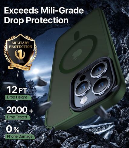 Magnetic Shockproof for iPhone 16 Pro Max Case, Skin-friendly[Compatible with MagSafe] [Military-Grade Drop Protection]Anti-Yellow Translucent Slim Cover for iPhone 16 Pro Max Phone Case, Black in Saudi Arabia