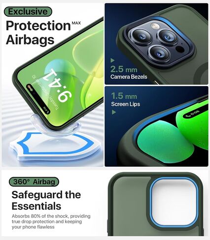 Magnetic Shockproof for iPhone 16 Pro Max Case, Skin-friendly[Compatible with MagSafe] [Military-Grade Drop Protection]Anti-Yellow Translucent Slim Cover for iPhone 16 Pro Max Phone Case, Black in Saudi Arabia