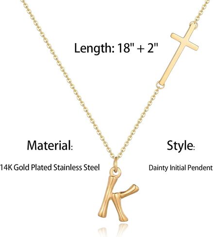 Gold Initial Letter Necklaces for Women Personalized Gold Cross Necklaces Dainty A-Z Pendent Birthday Valentine's Day Gifts for Women Jewelry in Saudi Arabia