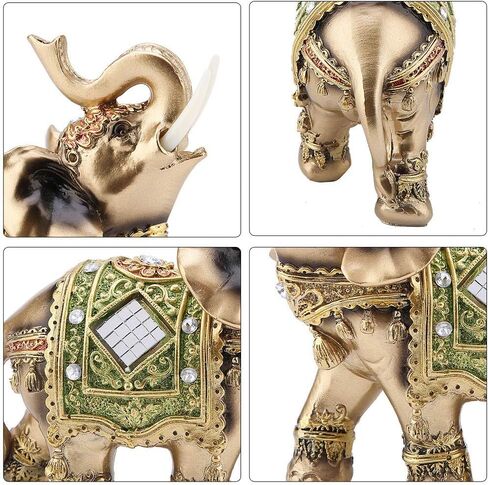 تماثيل الفيل، تمثال لاكي فنغ شوي للثروة، أفيال جميلة هدية ديكور منزلي أنيق، صناعة متقنة، مضادة للانزلاق على السطح السفلي، للمنزل أو المكتب أو الفندق أو المقهى (M) in Kuwait
