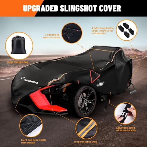 Full Cover for Polaris Slingshot,Heavy Duty 420D Oxford Slingshot Cover,Waterproof Windproof Outdoor Protection Covers for Slingshot S SL SLR R Signature LE,with 2 Air Vents (Large-150 Lx78 Wx52 H) in Kuwait