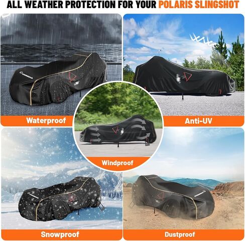 Full Cover for Polaris Slingshot,Heavy Duty 420D Oxford Slingshot Cover,Waterproof Windproof Outdoor Protection Covers for Slingshot S SL SLR R Signature LE,with 2 Air Vents (Large-150 Lx78 Wx52 H) in Kuwait