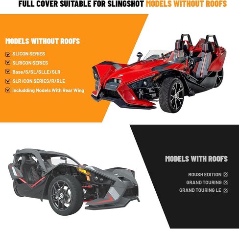 Full Cover for Polaris Slingshot,Heavy Duty 420D Oxford Slingshot Cover,Waterproof Windproof Outdoor Protection Covers for Slingshot S SL SLR R Signature LE,with 2 Air Vents (Large-150 Lx78 Wx52 H) in Kuwait
