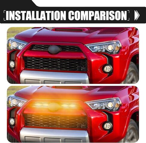 4 PCS Car Speedmaster Medium Grid Grille Light, 3.74" x 0.59" ABS Housing One-to-four Front Bumper LED Lights, Modification Accessories, Compatible with TOYOTA 4RUNNER (Yellow) in Saudi Arabia