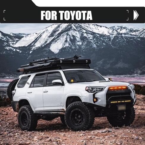 4 PCS Car Speedmaster Medium Grid Grille Light, 3.74" x 0.59" ABS Housing One-to-four Front Bumper LED Lights, Modification Accessories, Compatible with TOYOTA 4RUNNER (Yellow) in Saudi Arabia