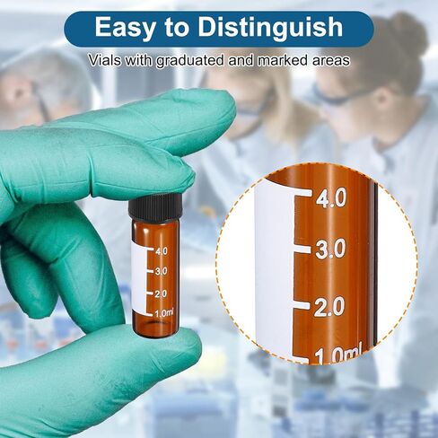 باتيكل 4 مل قارورة عينات تلقائية، 200 حزمة ما قبل الشق Septa HPLC/GC قارورة 9-425 مختبر العنبر قارورة عينة قارورة مع غطاء برغي أبيض كتابة التصحيح PTFE سيليكون لختم LC in Saudi Arabia