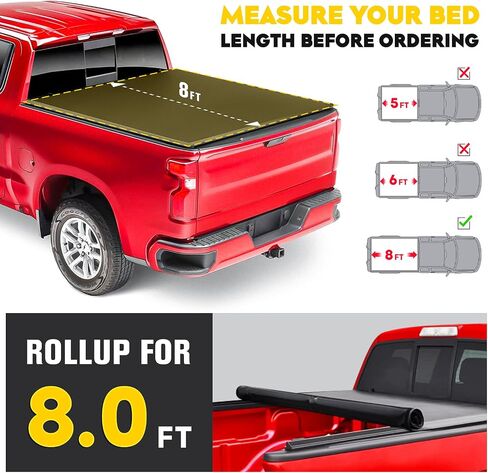 Soft Roll Up Truck Bed Tonneau Cover Fits for Ford F150 2004-2014, Length 8FT (96"-97.4") Fleetside Truck Bed, Not for Models with Stepside/Flareside in Saudi Arabia