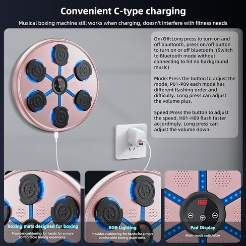 Second Generation Music Boxing Machine with Boxing Gloves, Boxing Machine Wall Mounted Music, Smart Bluetooth Music Boxing Trainer with Gloves, Music Boxing Machine for Adults, Home, Indoor and Gym in Saudi Arabia