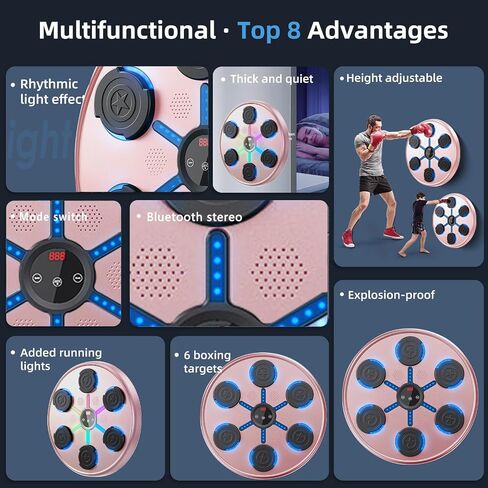 Second Generation Music Boxing Machine with Boxing Gloves, Boxing Machine Wall Mounted Music, Smart Bluetooth Music Boxing Trainer with Gloves, Music Boxing Machine for Adults, Home, Indoor and Gym in Saudi Arabia
